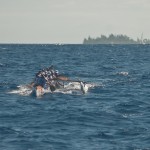 Bow on with Huahine in the distance