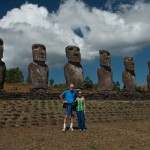 Cindy and Scott with the Moai